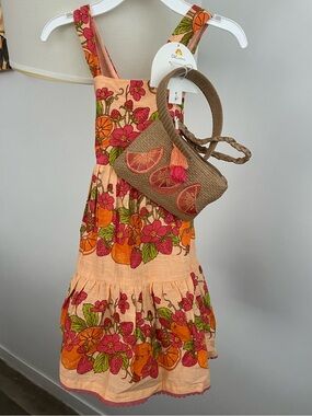 NWT C&C California Fruit Print Dress w/headband & clutch